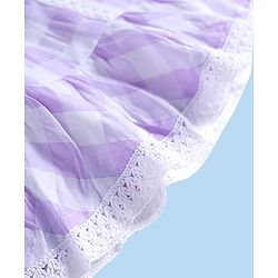 Babyhug Cotton Woven Sleeveless Checks Frock With Bow Applique & Smocked Detailing - Lilac