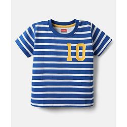 Babyhug Cotton Knit Half Sleeves T-Shirts with Sports Theme Print & Stripes Pack of 3 - Red Yellow & Blue
