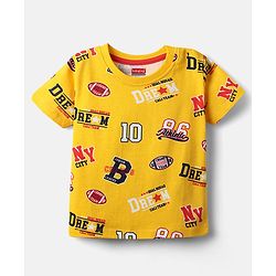 Babyhug Cotton Knit Half Sleeves T-Shirts with Sports Theme Print & Stripes Pack of 3 - Red Yellow & Blue
