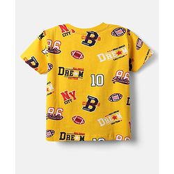 Babyhug Cotton Knit Half Sleeves T-Shirts with Sports Theme Print & Stripes Pack of 3 - Red Yellow & Blue