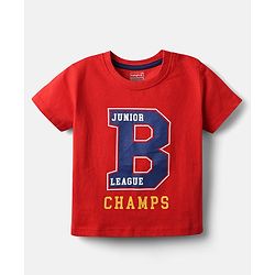 Babyhug Cotton Knit Half Sleeves T-Shirts with Sports Theme Print & Stripes Pack of 3 - Red Yellow & Blue