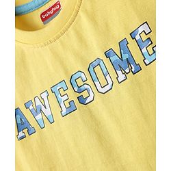 Babyhug Cotton Knit Half Sleeves T-Shirt With Stripes & Awesome Text Print Pack Of 3 - Yellow & Light Blue