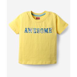 Babyhug Cotton Knit Half Sleeves T-Shirt With Stripes & Awesome Text Print Pack Of 3 - Yellow & Light Blue