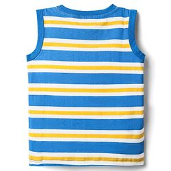 Babyhug Cotton Knit Sleeveless Tank T-Shirts with Dino Print & Stripes Pack of 3 - Multicolor