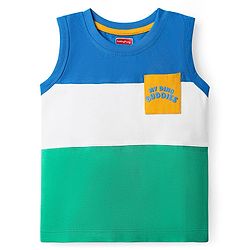 Babyhug Cotton Knit Sleeveless Tank T-Shirts with Dino Print & Stripes Pack of 3 - Multicolor