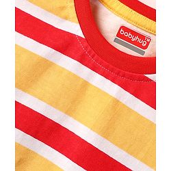 Babyhug Cotton Knit Half Sleeves T-Shirts with Animal Print & Stripes Pack of 3 - Red Blue & Yellow