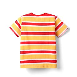 Babyhug Cotton Knit Half Sleeves T-Shirts with Animal Print & Stripes Pack of 3 - Red Blue & Yellow