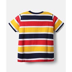 Babyhug Cotton Knit Half Sleeves T-Shirt With Stripes & Awesome Text Print Pack Of 3 - Yellow Red & Blue