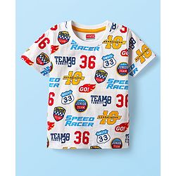 Babyhug Cotton Knit Half Sleeves T-Shirts with Sports Theme Print & Stripes Pack of 7 - Multicolor