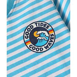 Babyhug Cotton Knit Half Sleeves T-Shirts with Text Print & Stripes Pack of 3 - Orange Navy & Light Blue