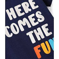 Babyhug Cotton Knit Half Sleeves T-Shirts with Text Print & Stripes Pack of 3 - Orange Navy & Light Blue