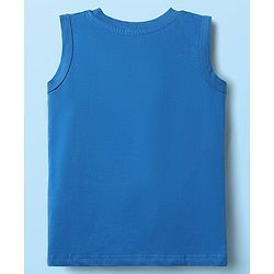 Babyhug Cotton Knit Sleeveless Tank T-Shirts With Stripes & Dino Print Pack Of 3 - White & Blue
