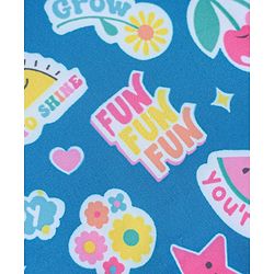 Babyhug Water Repellant  Sleeveless V Cut Swimsuit With Tropical Prints & Bow Applique - Blue