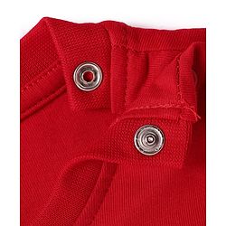 Babyhug Cotton Knit Half Sleeves Shorts Night Suit With Animal Print - Red & Blue
