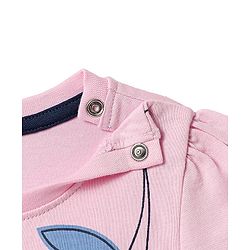 Babyhug Cotton Knit Half Sleeves Capri Night Suit with Floral & Polka Dots Print - Pink & Navy Blue