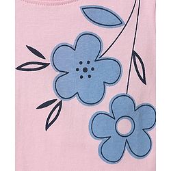 Babyhug Cotton Knit Half Sleeves Capri Night Suit with Floral & Polka Dots Print - Pink & Navy Blue