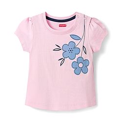 Babyhug Cotton Knit Half Sleeves Capri Night Suit with Floral & Polka Dots Print - Pink & Navy Blue