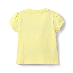 Babyhug Cotton Knit Half Sleeves Capri Night Suit with Kitty & Polka Dots Print - Yellow & Dark Pink