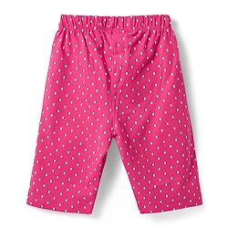 Babyhug Cotton Knit Half Sleeves Capri Night Suit with Kitty & Polka Dots Print - Yellow & Dark Pink