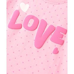 Babyhug Cotton Knit Half Sleeves Capri Night Suit With Polka Dots & Love Text Print - Mint & Pink