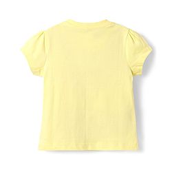 Babyhug Cotton Knit Half Sleeves Capri Night Suit with Butterfly & Smile Text Print - Yellow & Dark Pink