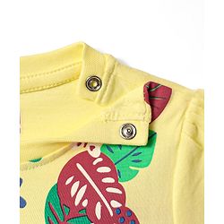 Babyhug Cotton Knit Half Sleeves Capri Night Suit with Butterfly & Smile Text Print - Yellow & Dark Pink
