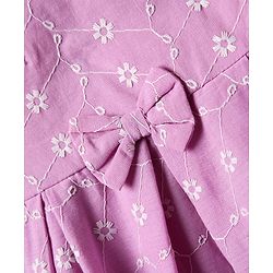 Babyhug Cotton Knit Sleeveless Frock With Embroidery & Headband - Lilac