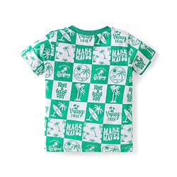 Babyhug Single Jersey Knit Half Sleeves Co-ords T-Shirt & Shorts Set with Beach Theme Print - Light Green