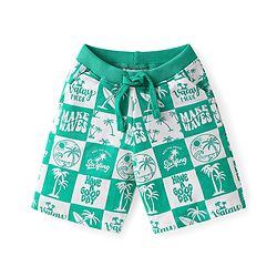 Babyhug Single Jersey Knit Half Sleeves Co-ords T-Shirt & Shorts Set with Beach Theme Print - Light Green