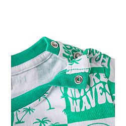 Babyhug Single Jersey Knit Half Sleeves Co-ords T-Shirt & Shorts Set with Beach Theme Print - Light Green