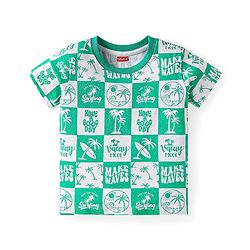 Babyhug Single Jersey Knit Half Sleeves Co-ords T-Shirt & Shorts Set with Beach Theme Print - Light Green