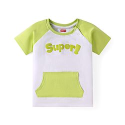 Babyhug Single Jersey Knit Raglan Sleeves T-Shirt & Shorts with Kangaroo Pockets - Light Green