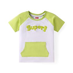 Babyhug Single Jersey Knit Raglan Sleeves T-Shirt & Shorts with Kangaroo Pockets - Light Green