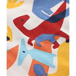 Babyhug Single Jersey Knit Dino Printed T-Shirt & Shorts Set - White & Red