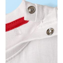 Babyhug Single Jersey Knit Half Sleeves Printed T-Shirt & Striped Shorts Set - White & Red