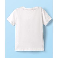 Babyhug Single Jersey Knit Half Sleeves Printed T-Shirt & Striped Shorts Set - White & Red