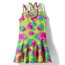 Babyhug Water Repellant Frock Swimsuit With Floral Print - Green