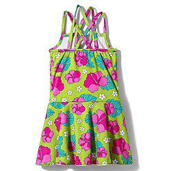 Babyhug Water Repellant Frock Swimsuit With Floral Print - Green