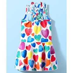 Babyhug Water Repellant Sleeveless Swimsuit With Heart Print - White