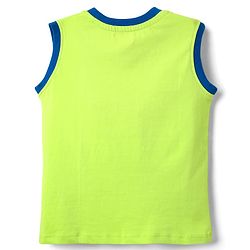 Babyhug Single Jersey Knit Sleeveless Tank T-Shirt & Shorts Set With Text Print - Lime Green & Blue