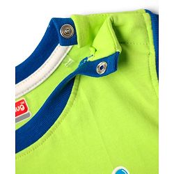 Babyhug Single Jersey Knit Sleeveless Tank T-Shirt & Shorts Set With Text Print - Lime Green & Blue