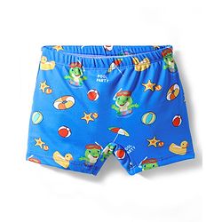 Babyhug Water Above Knee Length Repellent Swimming Trunk with Beach Theme & Animal Print - Blue