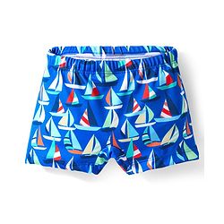 Babyhug Above Knee Length Water Repellent Swimming Trunk with Nautical Theme - Blue