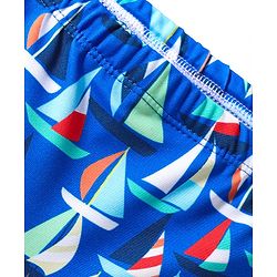 Babyhug Above Knee Length Water Repellent Swimming Trunk with Nautical Theme - Blue