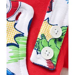Babyhug Marvel Single Jersey Knit Dungaree & Half Sleeves T-Shirt With Spider-Man Graphics - White & Red