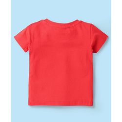 Babyhug Marvel Single Jersey Knit Dungaree & Half Sleeves T-Shirt With Spider-Man Graphics - White & Red