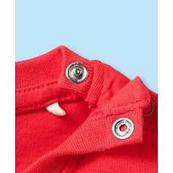 Babyhug Marvel Single Jersey Knit Dungaree & Half Sleeves T-Shirt With Spider-Man Graphics - White & Red