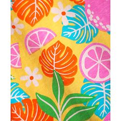 Babyhug Cotton Knit Sleevesless Nighty With Frill Detailing & Tropical Print - Yellow