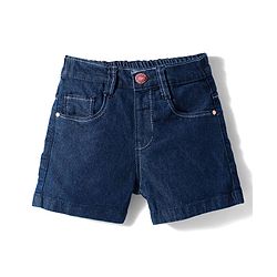 Babyhug Denim Mid Thigh Washed Shorts With Stretch - Navy Blue