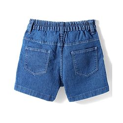 Babyhug Denim Mid Thigh Washed Shorts With Stretch - Navy Blue